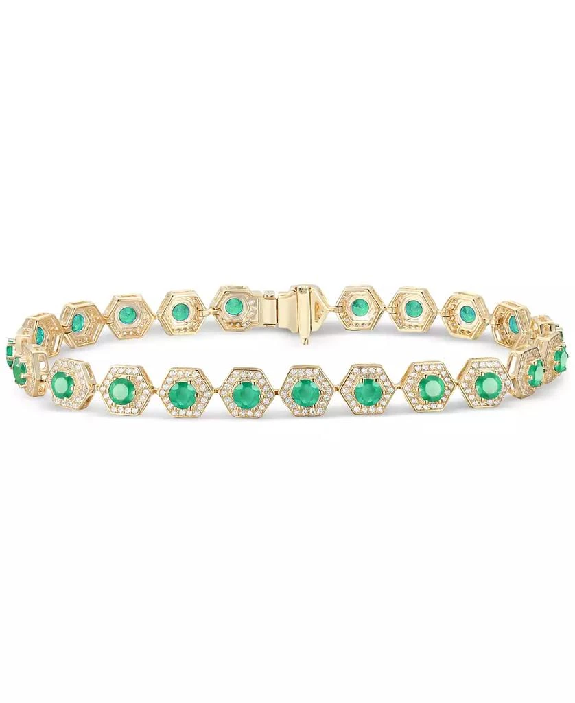 商品Macy's|Gemstone & Diamond Halo Hexagon Flex Bracelet,价格¥15705,第1张图片