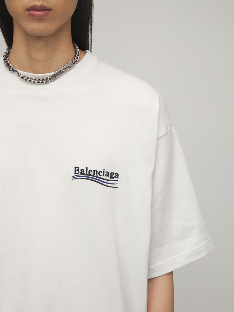 商品Balenciaga|Political Logo Cotton Jersey T-shirt,价格¥5074,第4张图片详细描述