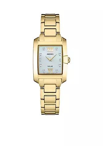 商品Seiko|Ladies Solar Gold Tone With Mop Dial And 10 Diamonds,价格¥1768,第1张图片