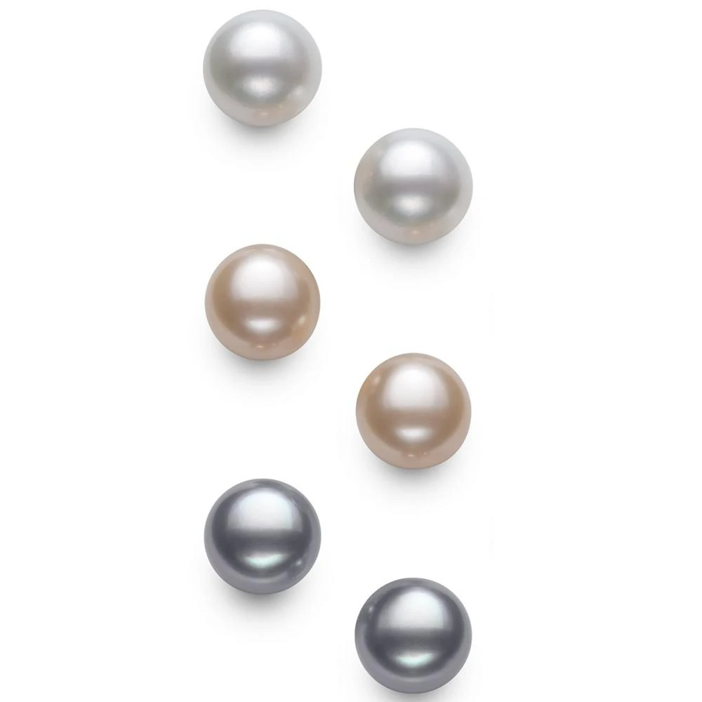 商品Giani Bernini|3-Pc. Set White, Pink, Gray Cultured Freshwater Pearl (6-7mm) Stud Earrings in Sterling Silver, Created for Macy's,价格¥569,第3张图片详细描述