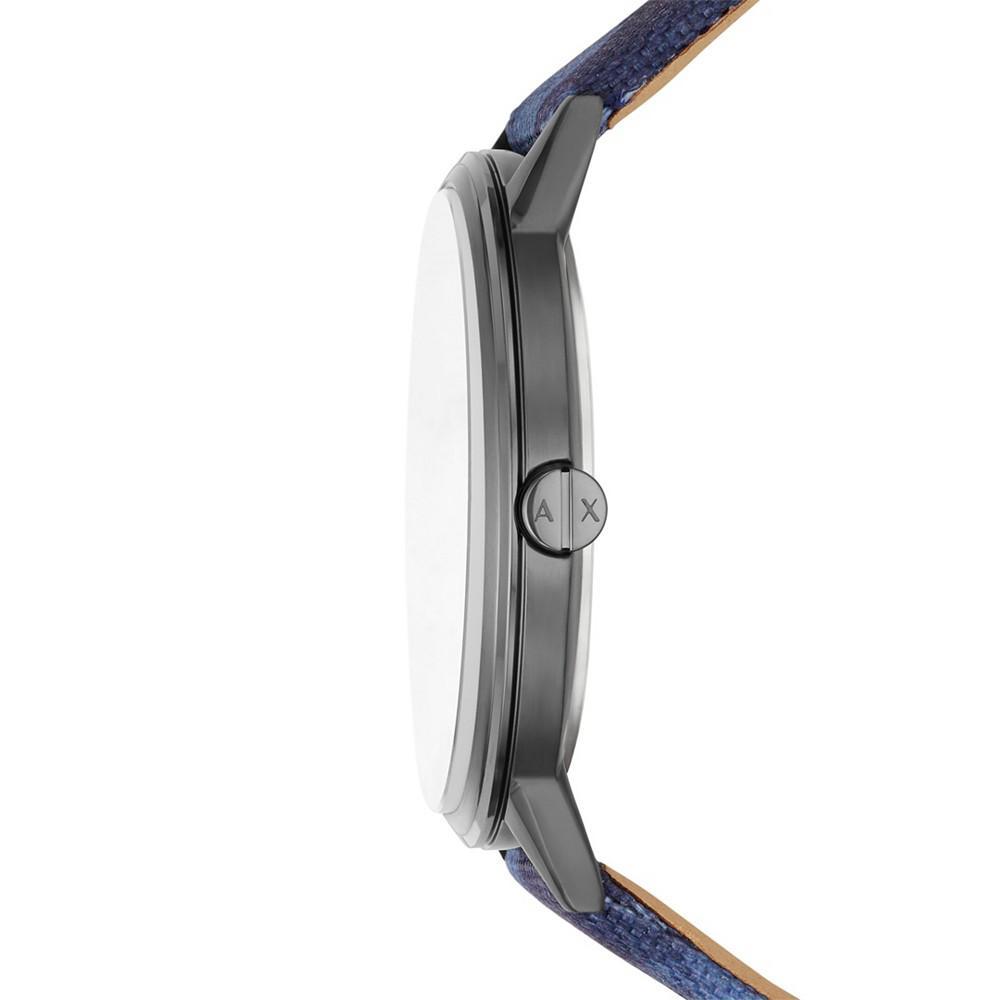 商品Armani Exchange|Men's Three-Hand Blue Recycled Polyethylene Terephthalate Fabric Strap Watch,价格¥1101,第4张图片详细描述