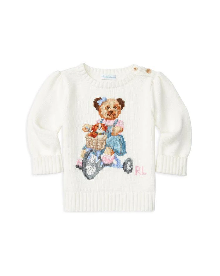 商品Ralph Lauren|Infant Girls' Bear Intarsia Sweater - Sizes 3-24 Months,价格¥252,第1张图片