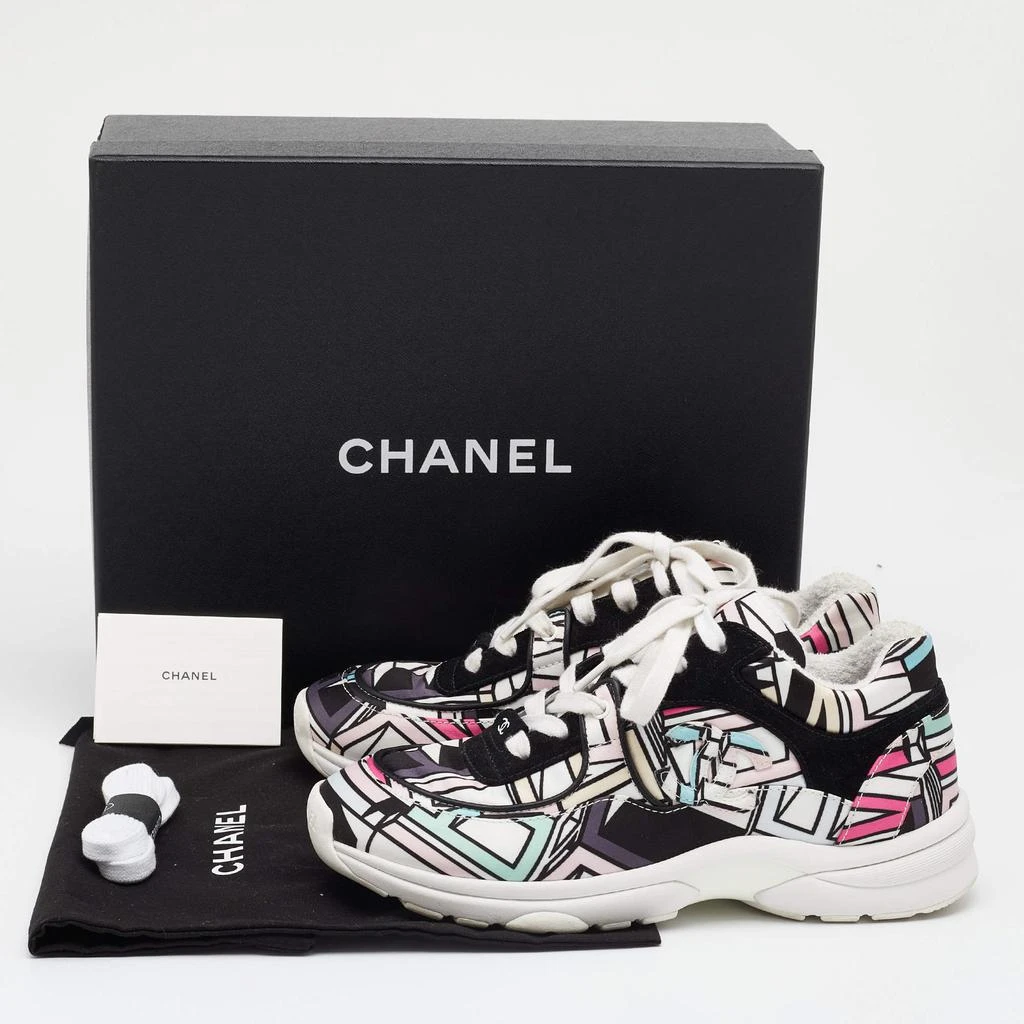 Chanel Multicolor Abstract Print Satin And Suede CC Logo Trainer Low Top Sneakers Size 37 商品
