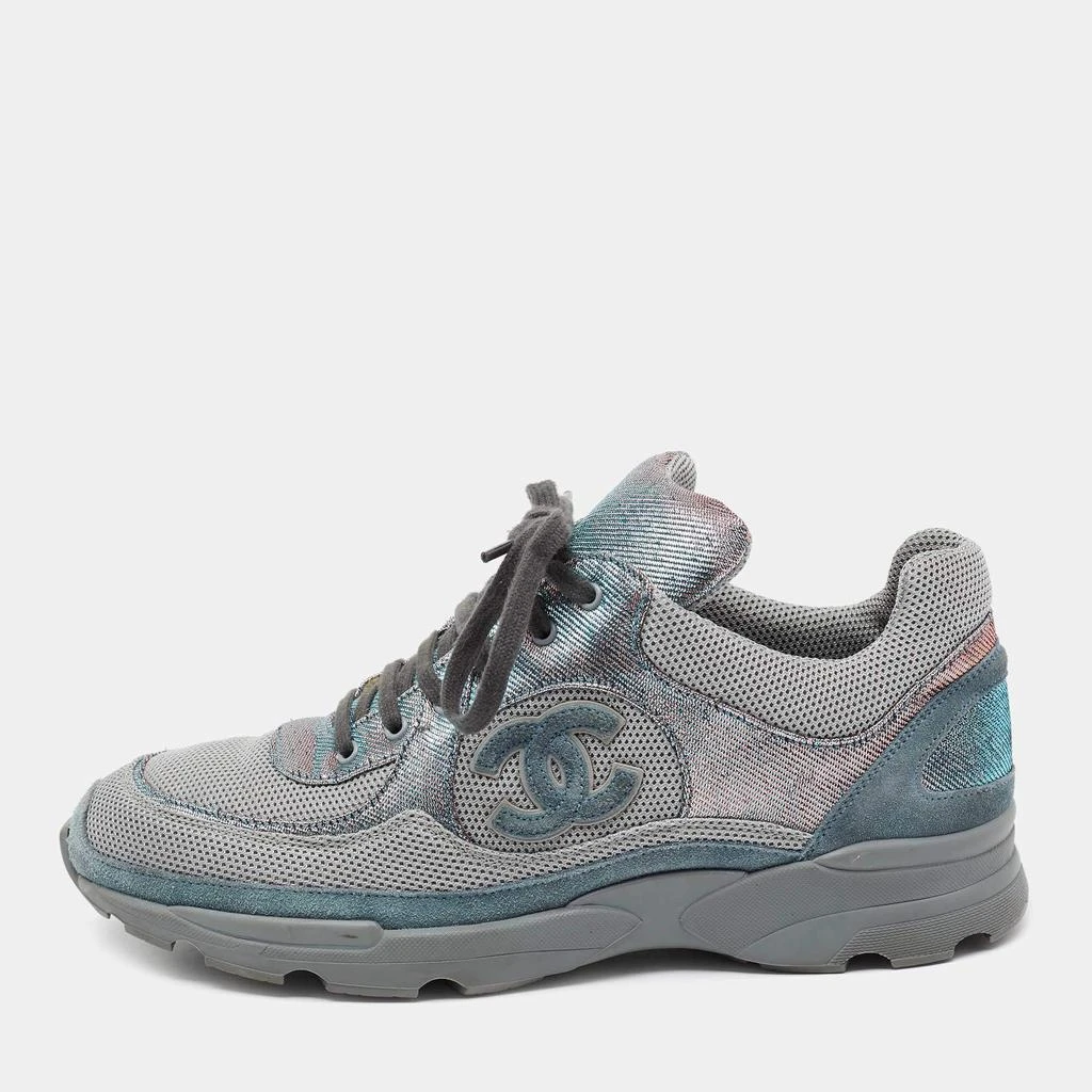 商品[二手商品] Chanel|Chanel Grey/Two-Tone Mesh and Lurex Fabric CC Low Top Sneakers Size 40,价格¥4781,第1张图片