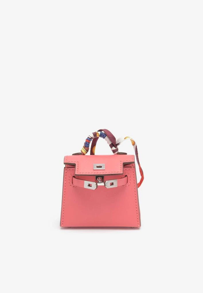 商品Hermes|Kelly Twilly Bag Charm in Rose Lipstick Tadelakt with Printed Silk Strap,价格¥22514,第5张图片详细描述