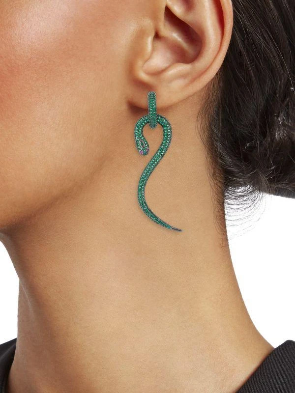 商品Eye Candy LA|The Luxe Snake Pavé Crystal Drop Earrings,价格¥350,第2张图片详细描述
