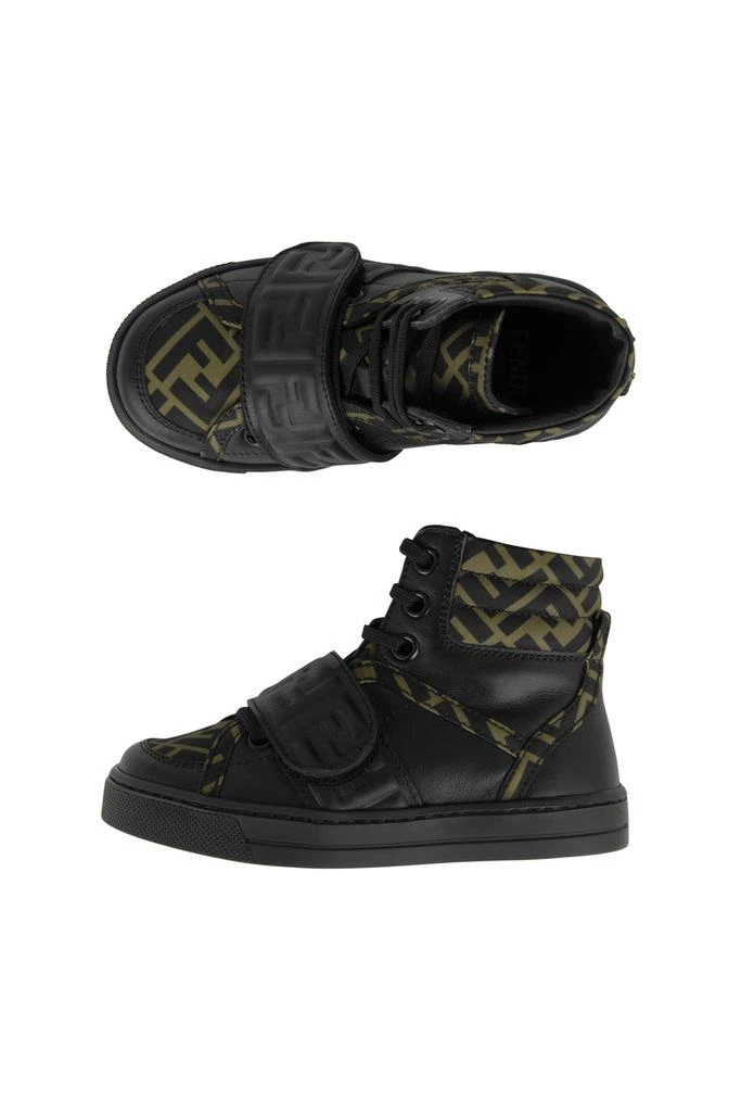 商品Fendi|Fendi Fendi Kids Black & Brown Leather High Top Logo Trainers,价格¥2021,第4张图片详细描述