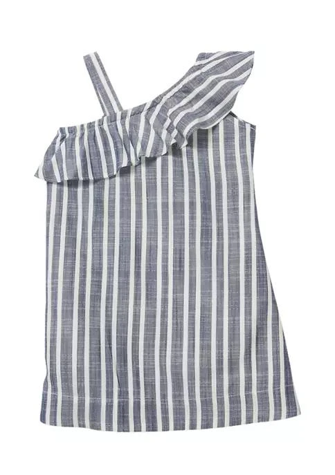 商品Sandra Darren|Darren Toddler Girls One Shoulder Linen Striped Dress,价格¥94,第2张图片详细描述