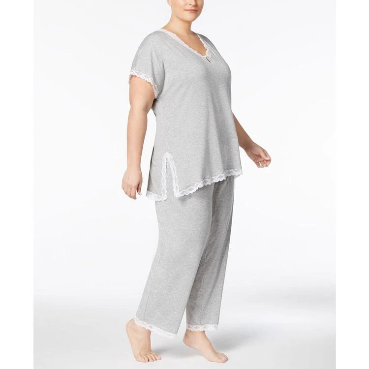 商品Ralph Lauren|Paris Fashion Plus Size Knit Lace-Trim Pajama Set,价格¥548,第1张图片