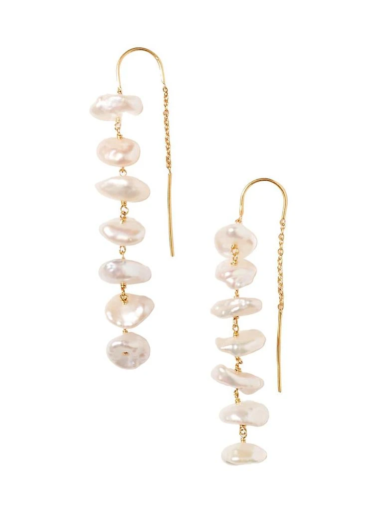 商品Chan Luu|18K Gold-Plate & Keshi Pearl Threader Earrings,价格¥933,第1张图片