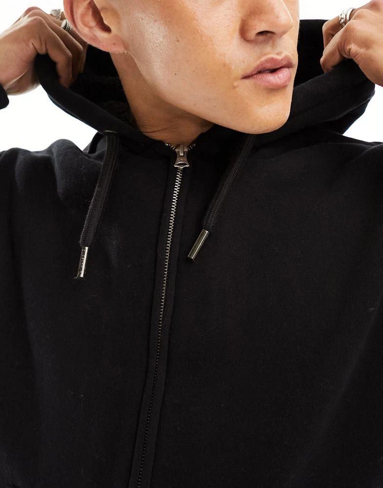商品Superdry|Superdry essential borg lined zip hoodie in Black,价格¥442,第2张图片详细描述