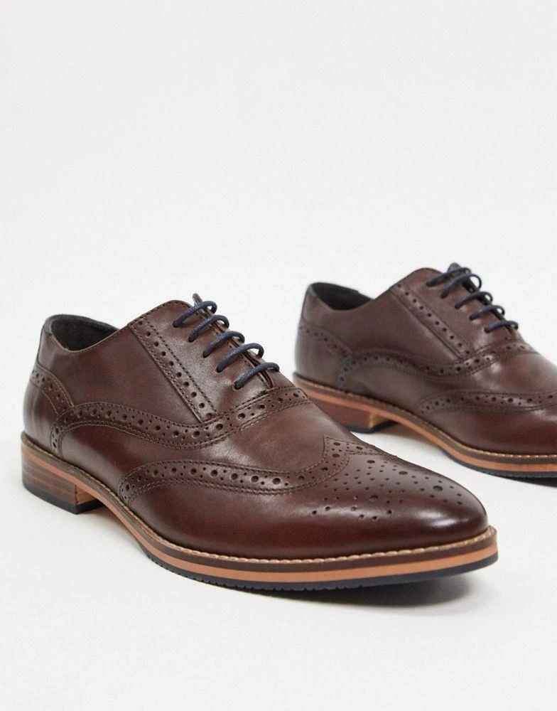 商品ASOS|ASOS DESIGN brogue shoes in brown leather with natural sole and colour details,价格¥288,第2张图片详细描述