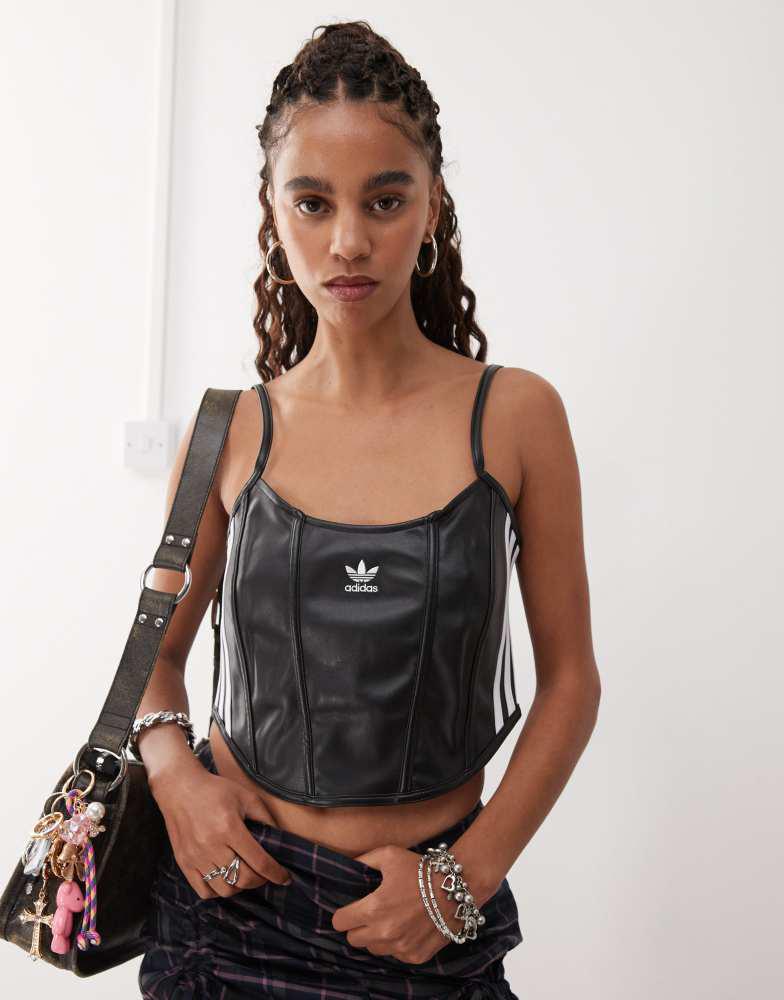 adidas Firebird Feathered Corset ブラック Shop adidas Firebird Pleather Corset IY7317 black | SNIPES USA