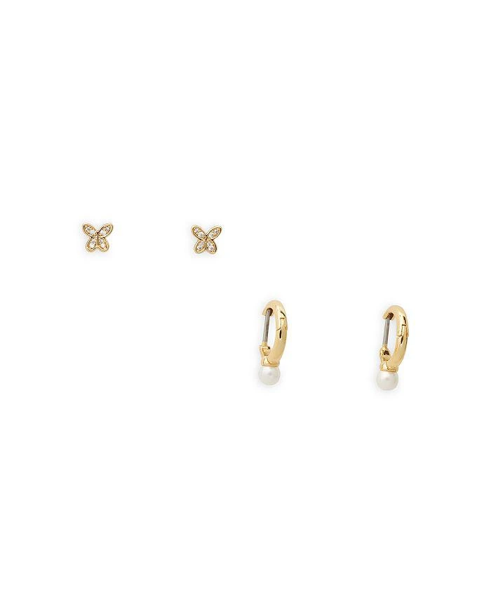 商品Kate Spade|Tiny Twinkles Hope Butterfly Stud and Imitation Pearl Huggie Hoop Earrings Set,价格¥410,第1张图片