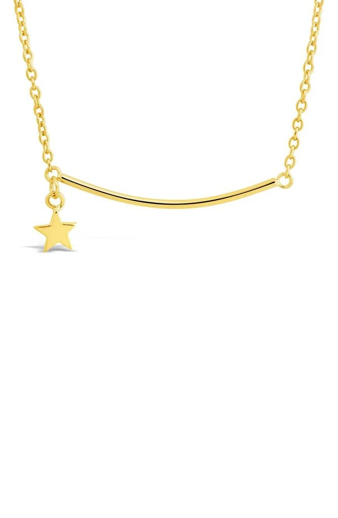商品Sterling Forever|14K Gold Plated Sterling Silver Curved Bar & Star Charm Pendant Necklace,价格¥224,第3张图片详细描述