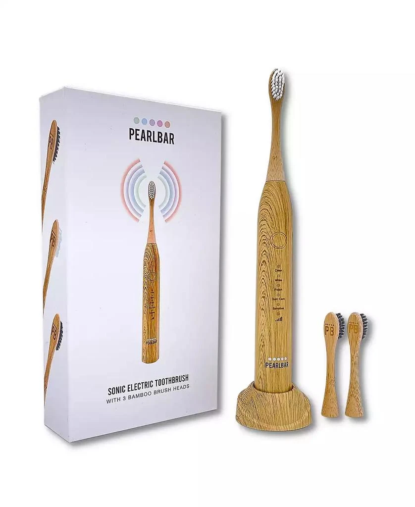 商品PearlBar|Sonic Electric Toothbrush with USB Charging Base, USB Cord and Bamboo Brush Heads, Set of 3,价格¥927,第1张图片