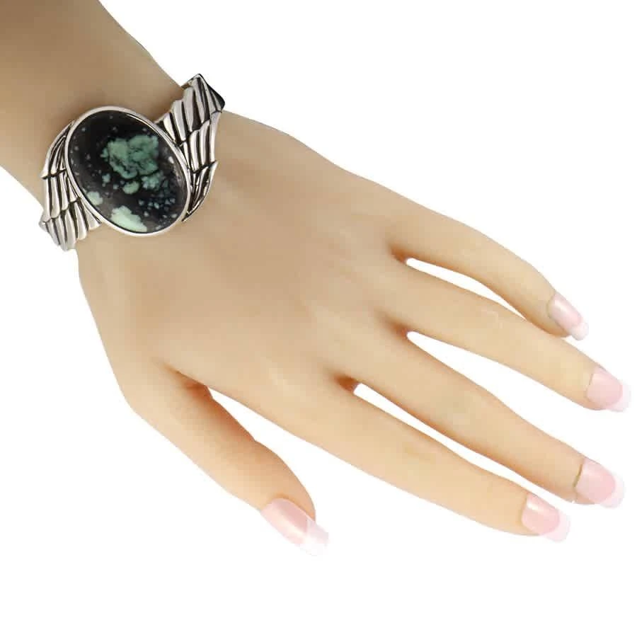 商品LB Exclusive|King Baby Silver and Spotted Turquoise Wing Top Hat Cuff Bracelet Size 7.5,价格¥5950,第2张图片详细描述
