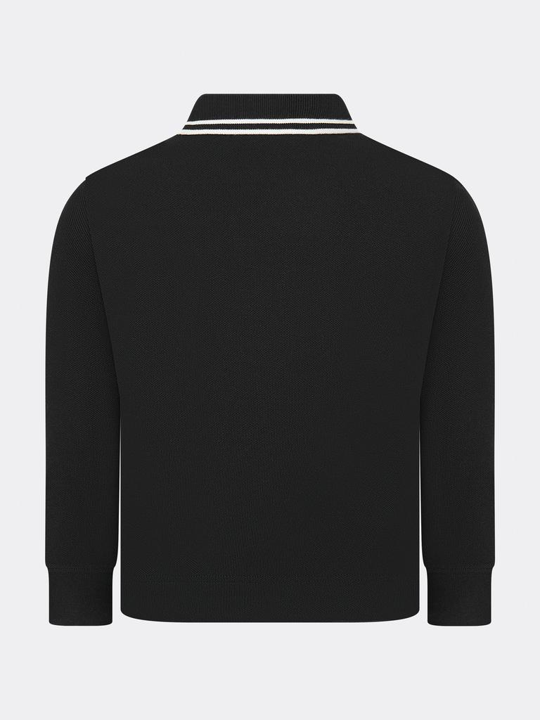 Burberry Black Boys Cotton Check Strip Polo Shirt商品第4张图片规格展示