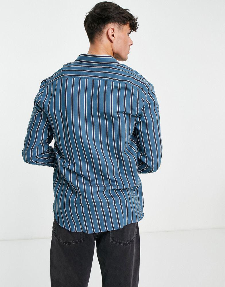 Lacoste long sleeve stripe shirt in navy商品第2张图片规格展示