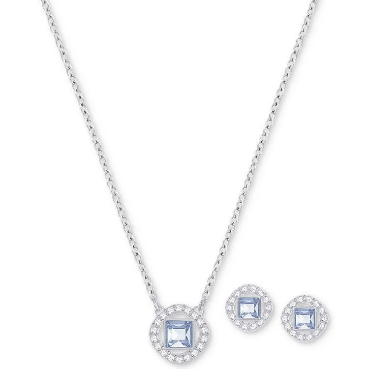 商品Swarovski|Silver-Tone Square Crystal Pendant Necklace & Stud Earrings Set,价格¥1115,第1张图片