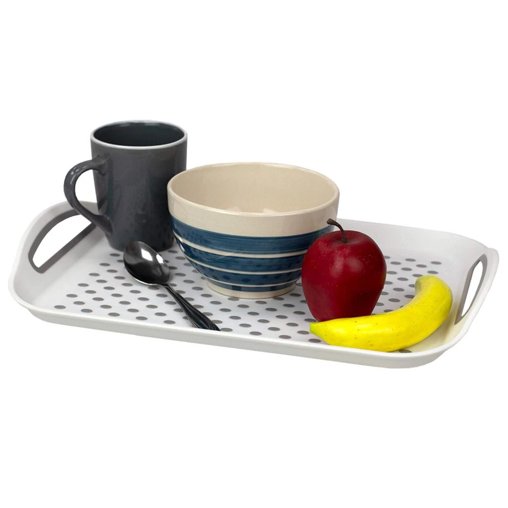 商品Home Basics|Home Basics Anti-Slip Plastic Serving Tray with Easy Grip Handles, White,价格¥147,第1张图片