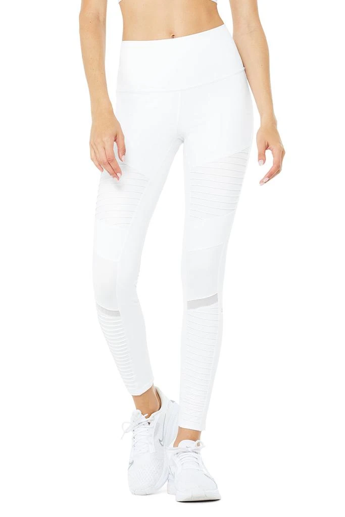 商品Alo|7/8 High-Waist Moto Legging - White,价格¥540,第1张图片