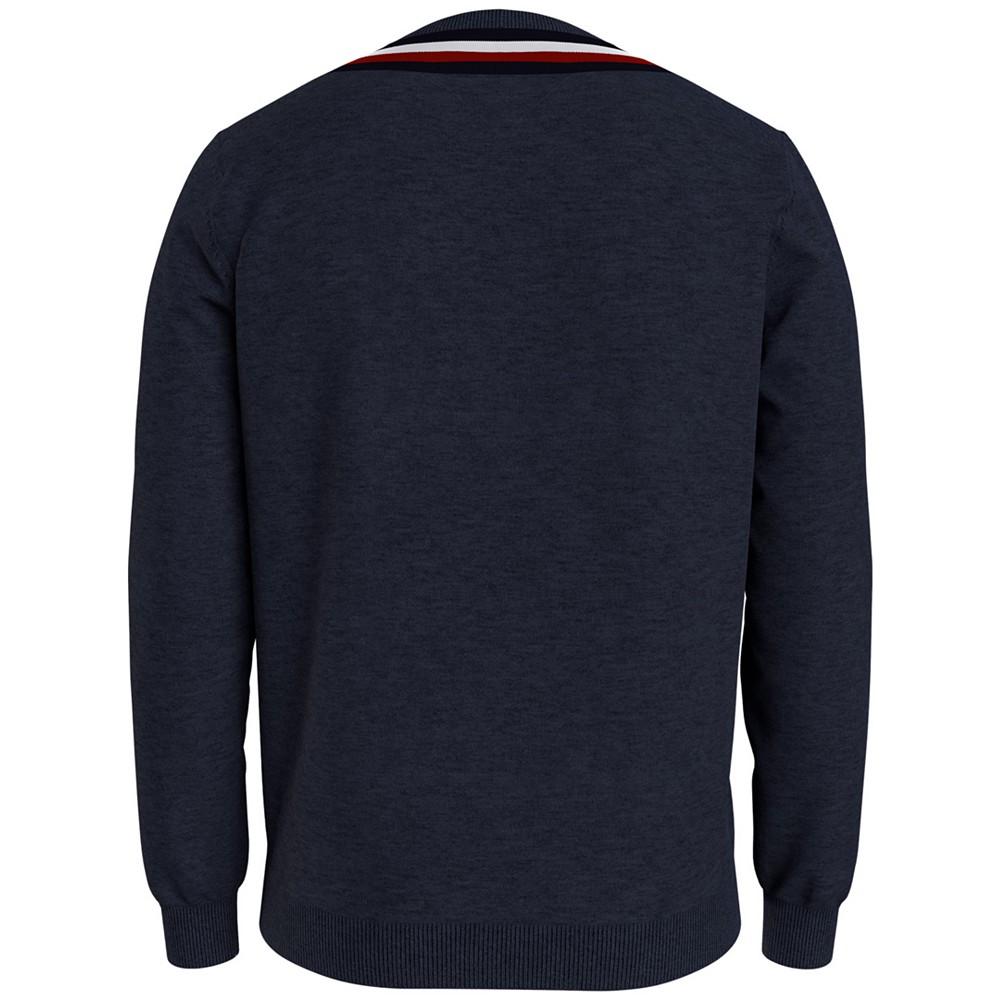 Men's Signature Stripe Tipped Cricket V-Neck Sweater商品第2张图片规格展示