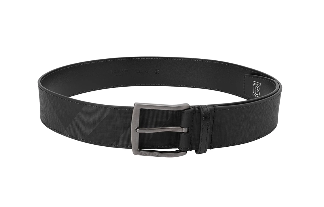 商品[国内直发] Burberry|博柏利 经典格纹拼皮 皮革 皮带 男款 黑色 宽4cm,价格¥2699,第8张图片详细描述