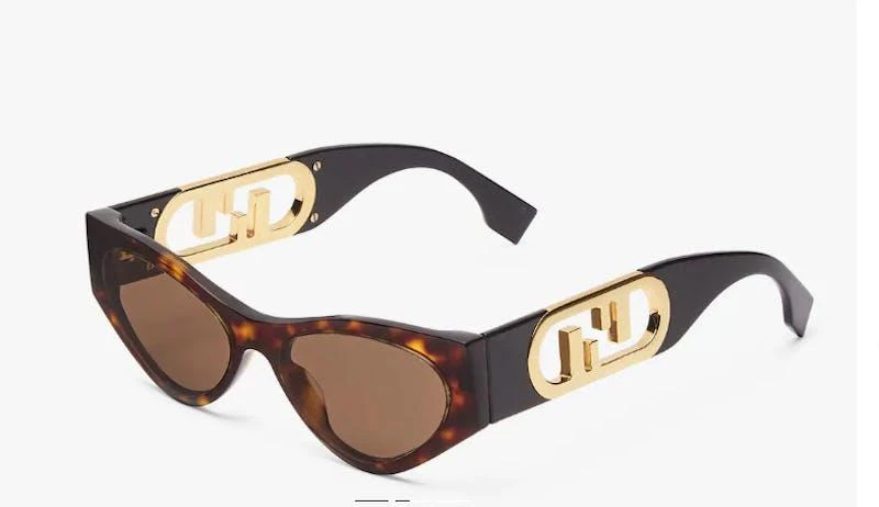 商品Fendi|Fendi O Lock Sunglasses Dark Havana (Brown),价格¥3489,第1张图片