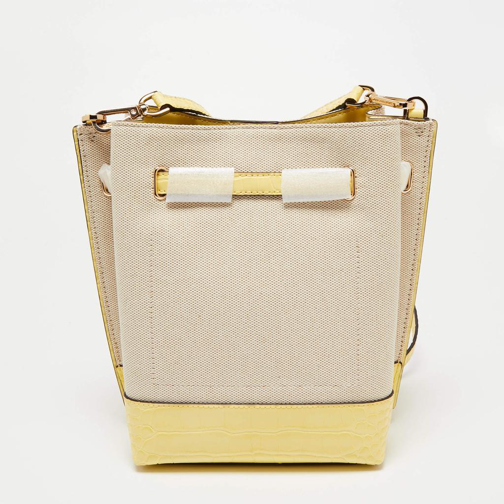 商品[二手商品] Michael Kors|Michael Kors Beige/Yellow Canvas and Leather Small Emilia Bucket Bag,价格¥1244,第6张图片详细描述