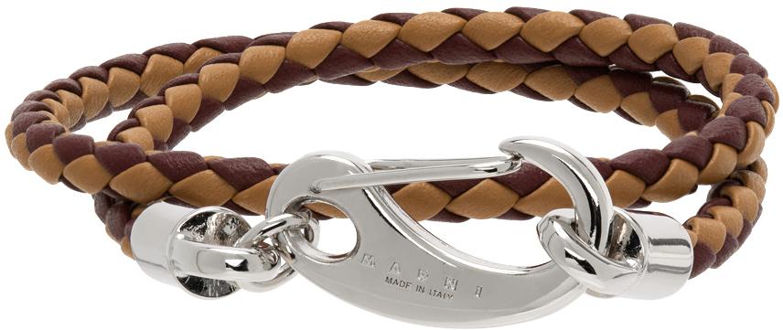 Brown Double Wrap Braided Bracelet商品第1张图片规格展示