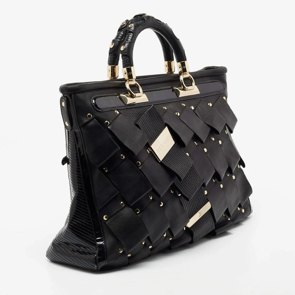 商品[二手商品] Versace|Versace Black Patent And Leather Vanitas Shopping Tote,价格¥5032,第3张图片详细描述