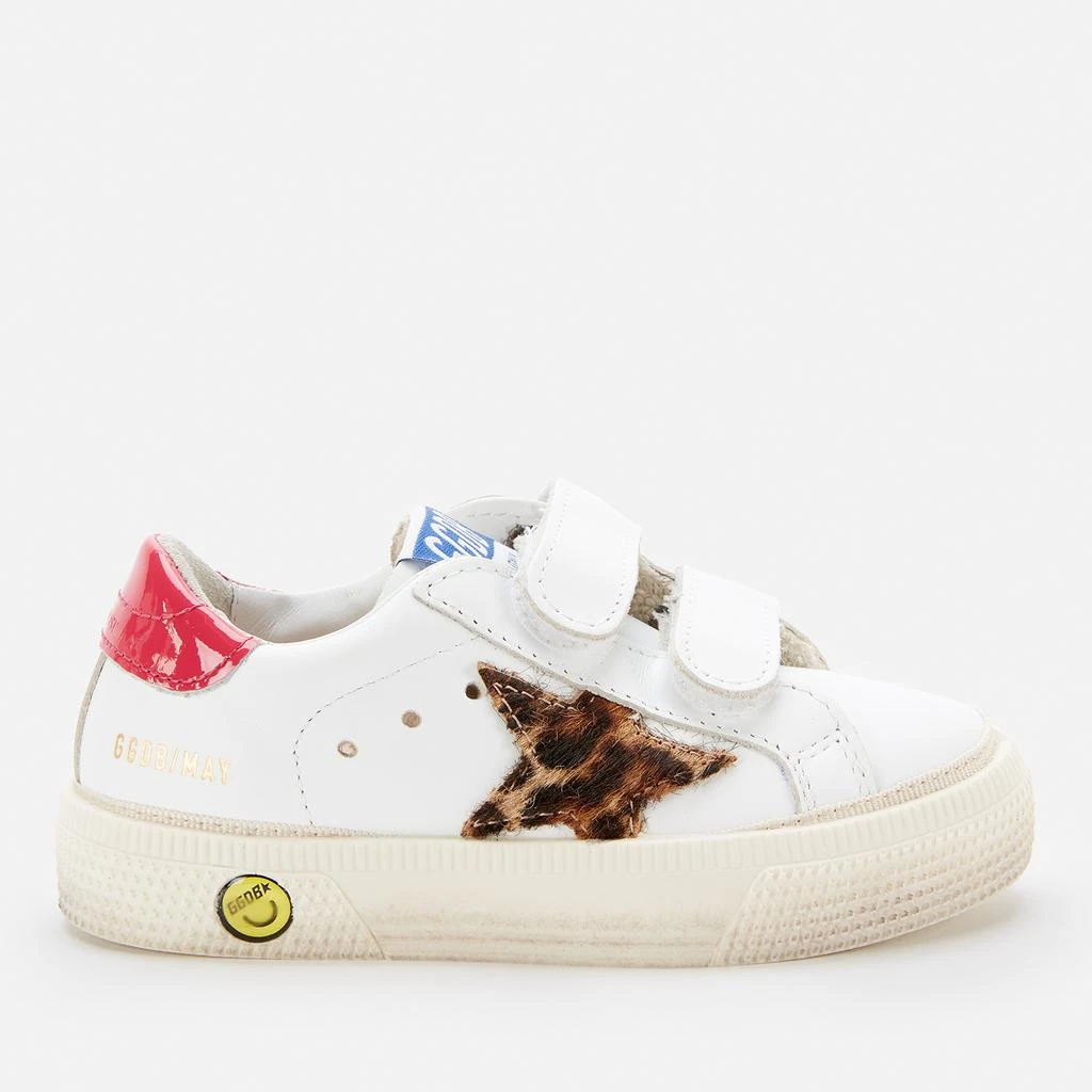 商品Golden Goose|Golden Goose Toddlers' Leather Upper And Stripes Leopard Horsy Trainers - White/Beige Brown Leo/Fuxia,价格¥987,第1张图片