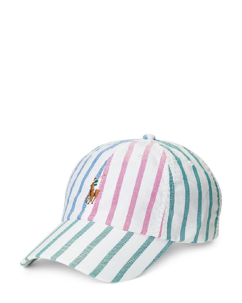 商品Ralph Lauren|Striped Cotton Oxford Ball Cap,价格¥221,第1张图片