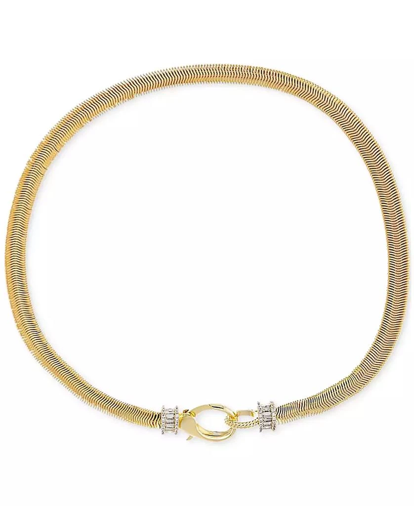 商品by Adina Eden|14k Gold-Plated Baguette Cubic Zirconia Bead Snake Chain 16" Collar Necklace,价格¥408,第1张图片