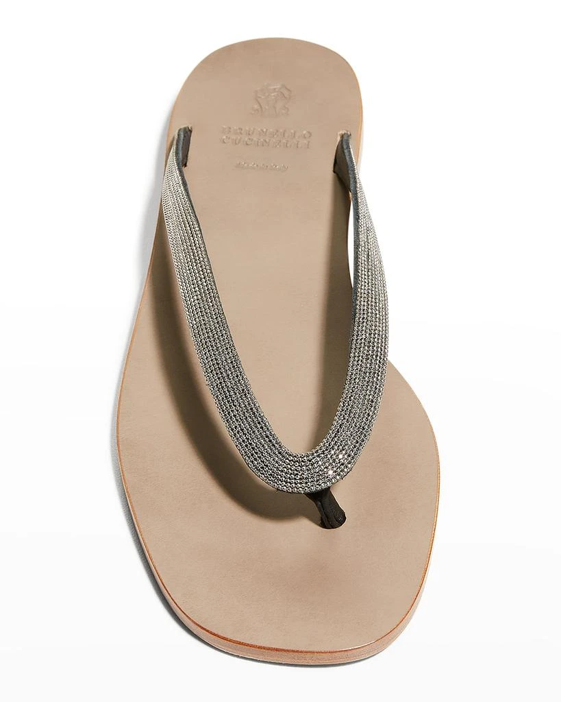 商品Brunello Cucinelli|Monili Leather Thong Sandals,价格¥3256,第5张图片详细描述