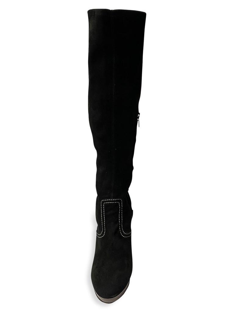 商品[二手商品] Burberry|Burberry Knee High Boots With Wooden Heels In Black Suede Boots,价格¥3456,第5张图片详细描述