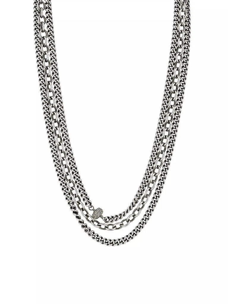 商品Sheryl Lowe|Sterling Silver & 0.53 TCW Diamond Triple Chain Necklace,价格¥9698,第1张图片