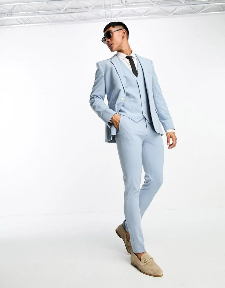 商品ASOS|ASOS DESIGN wedding super skinny suit trousers in pale blue,价格¥179,第3张图片详细描述