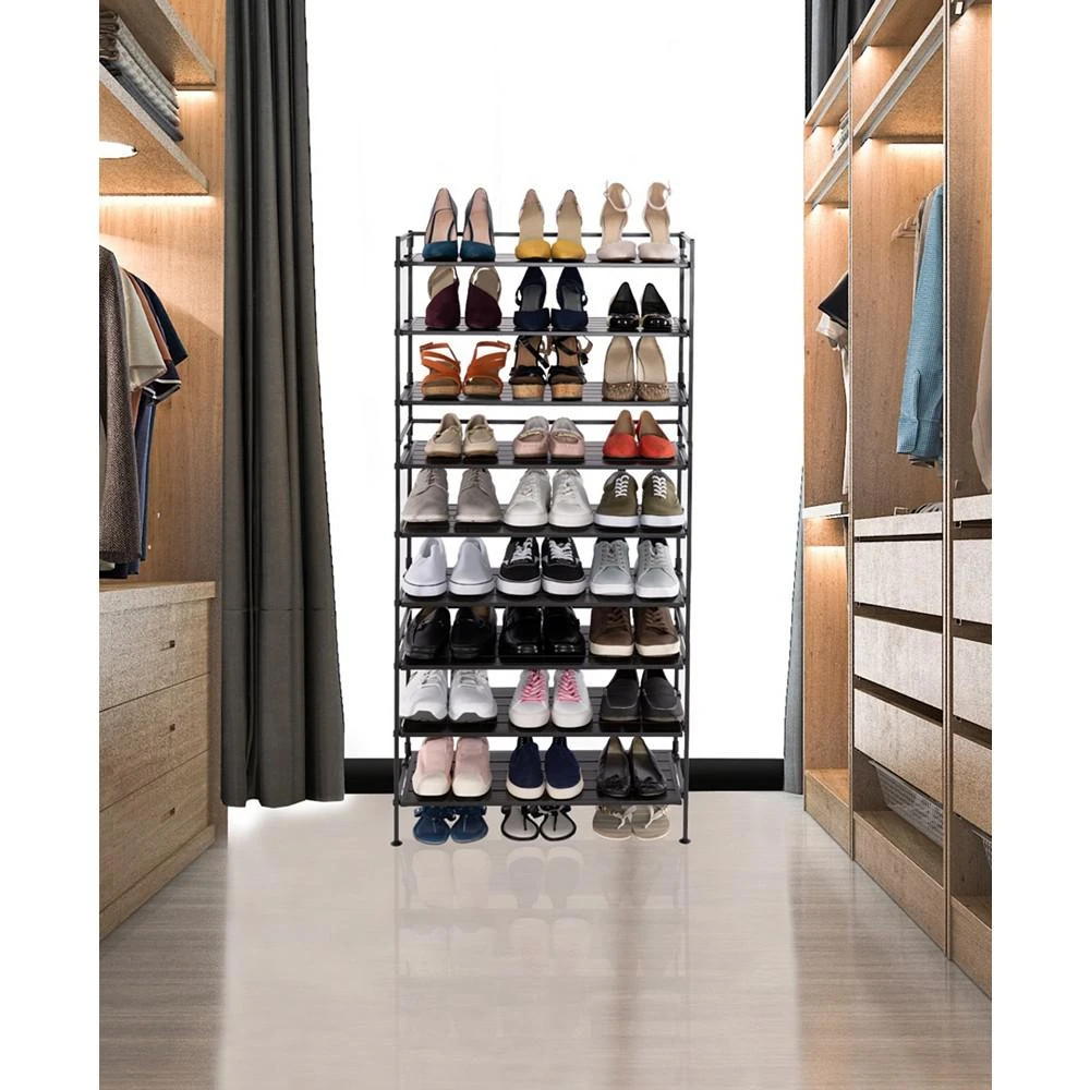 商品Seville Classics|HOME 3-Tier Stackable Wide Resin Slat Shoe Rack,价格¥502,第5张图片详细描述