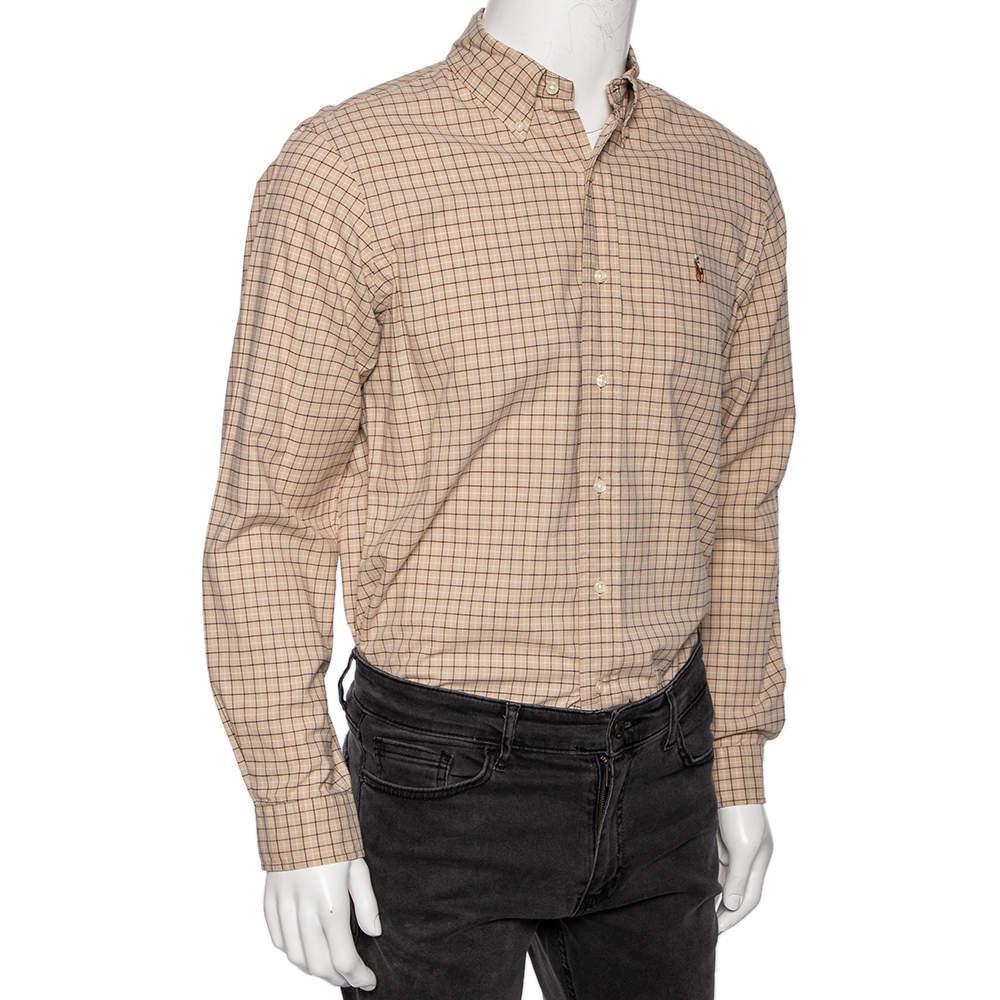 商品[二手商品] Ralph Lauren|Ralph Lauren Beige Checked Cotton Button Front Custom Fit Shirt M,价格¥765,第4张图片详细描述