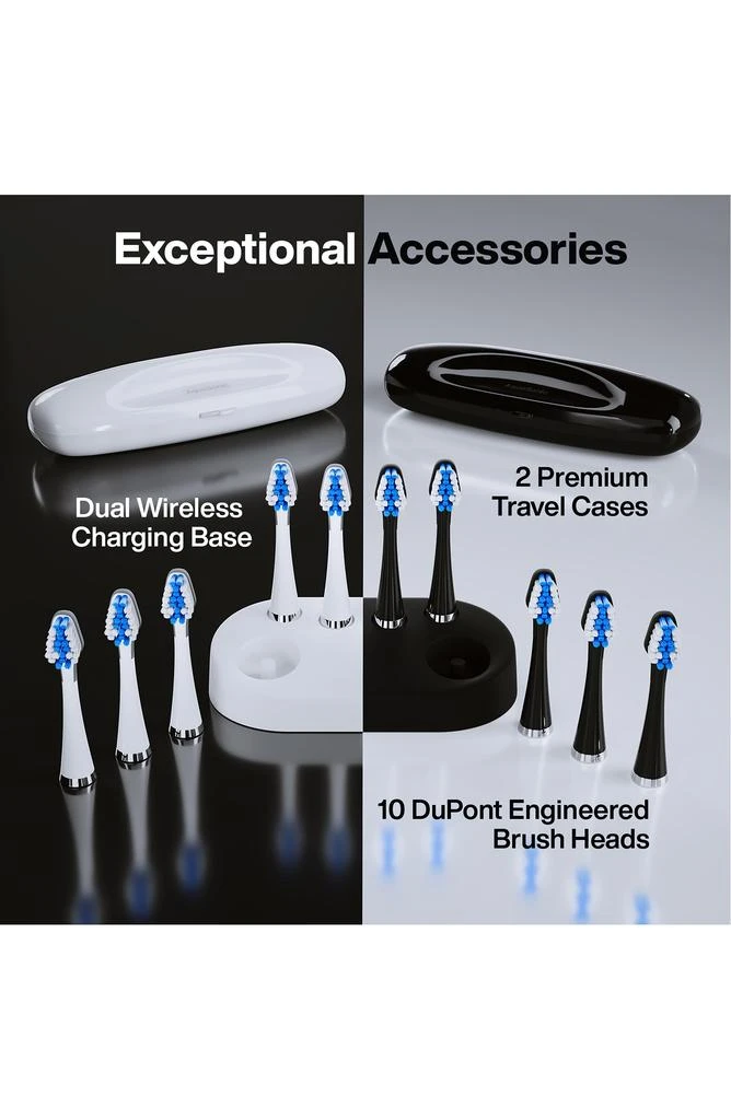 商品AquaSonic|DUO Dual Ultrasonic Toothbrushes with 10 DuPont Brush Heads & 2 Travel Cases,价格¥380,第3张图片详细描述