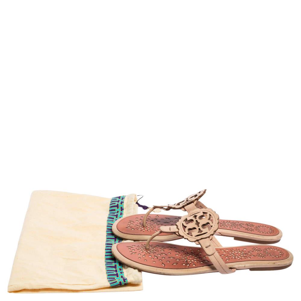 Tory Burch Pink Leather Mini Miller Thong Flat Sandals Size 41商品第8张图片规格展示