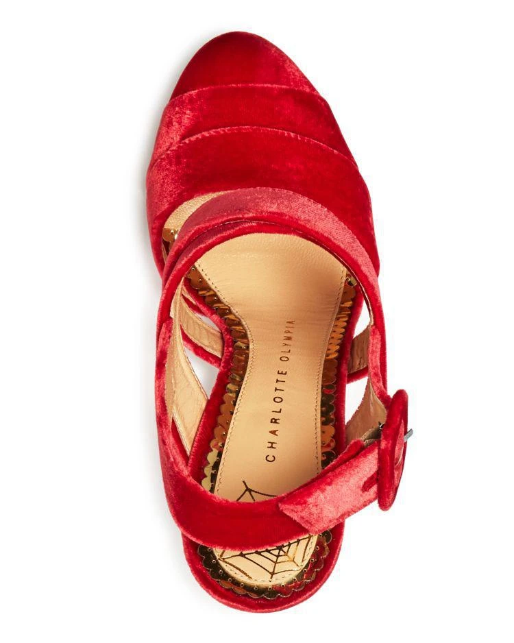 商品Charlotte Olympia|Women's Brenda Velvet Crisscross Slingback Pumps,价格¥1898,第3张图片详细描述