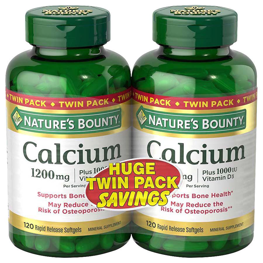 Nature's Bounty | Calcium 1200 mg Plus Vitamin D3 Dietary Supplement Softgels Twinpack 142.46元 商品图片