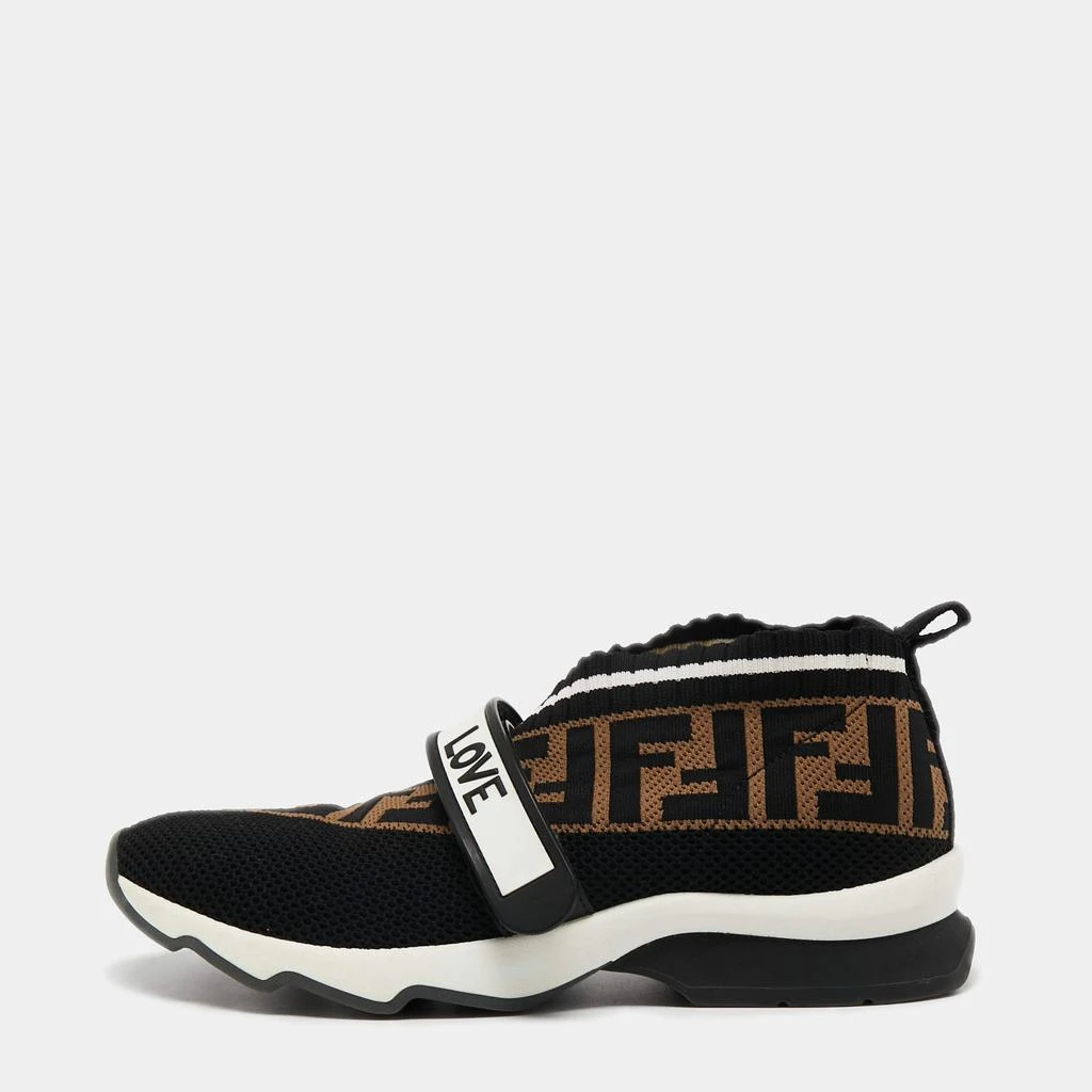 商品[二手商品] Fendi|Fendi Black/Tobacco Zucca Knit Fabric Rockoko Sneakers Size 37,价格¥4425,第1张图片