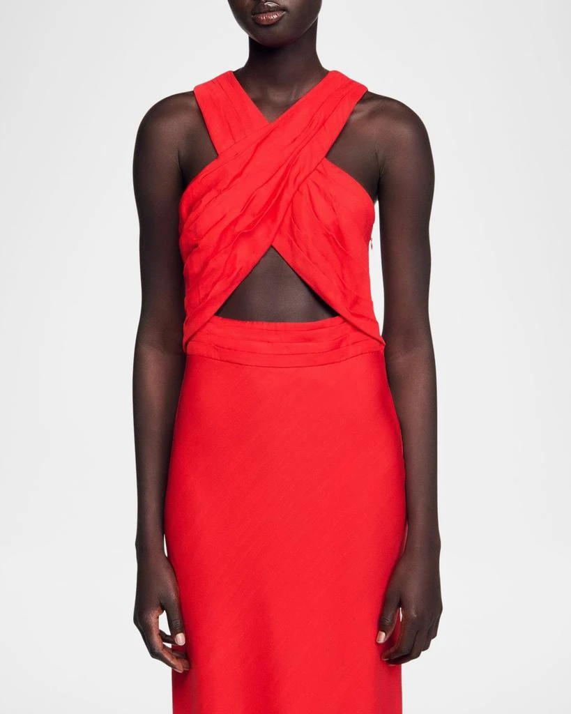 商品Sandro|Valentina Cutout Halter Midi Dress,价格¥4027,第4张图片详细描述
