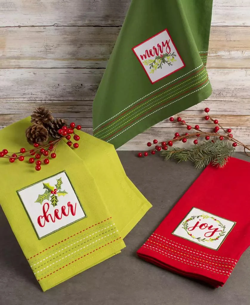商品Design Imports|Assorted Holiday Greetings Embellished Dishtowel Set,价格¥209,第4张图片详细描述