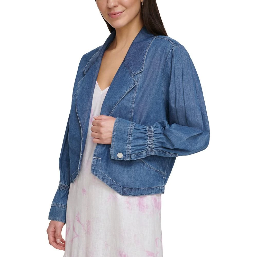 商品DKNY|Women's Cotton Denim Notched Collar Cropped Blazer,价格¥386,第3张图片详细描述