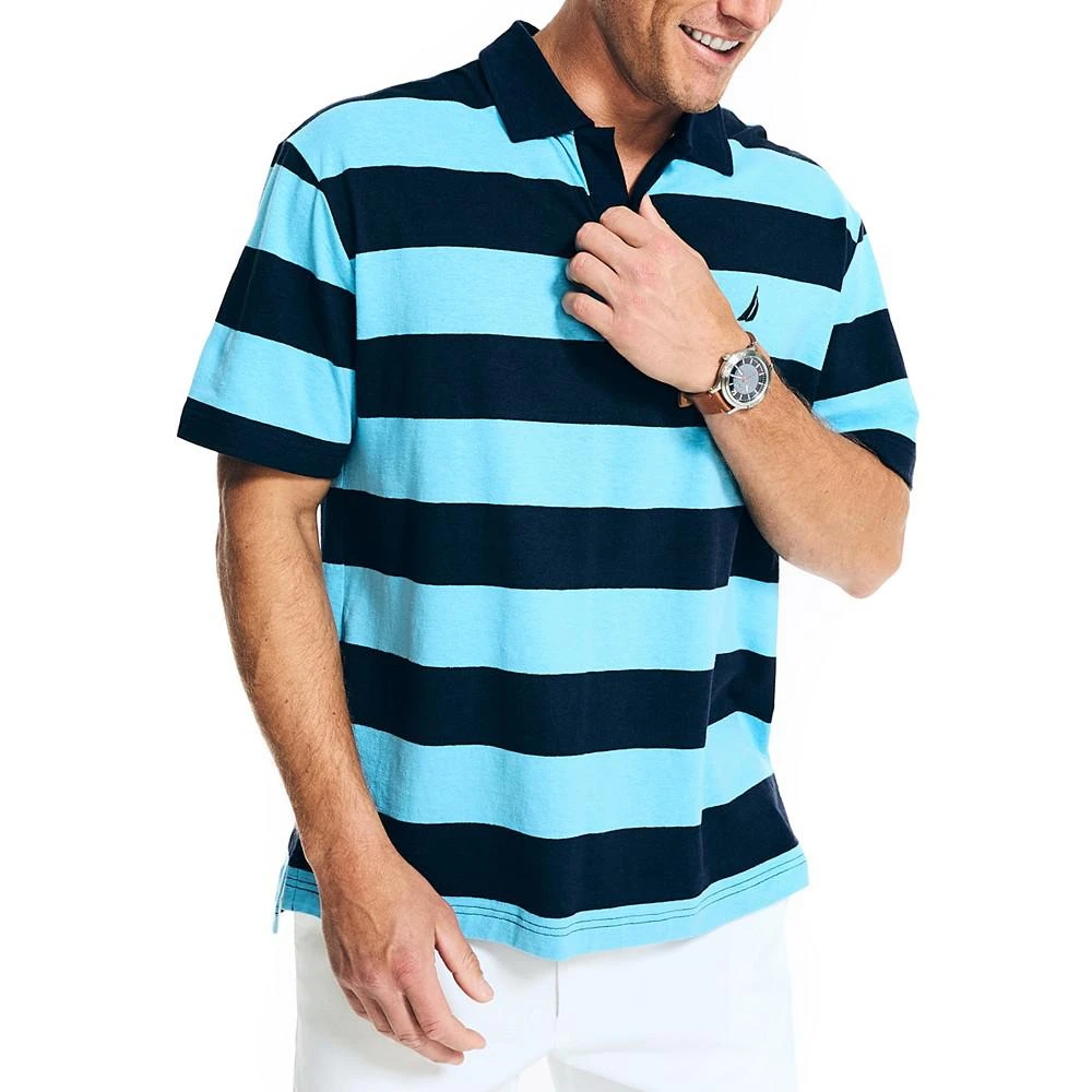 商品Nautica|Men's Sustainably Crafted Hemp Blend Classic-Fit Striped Polo,价格¥358,第1张图片